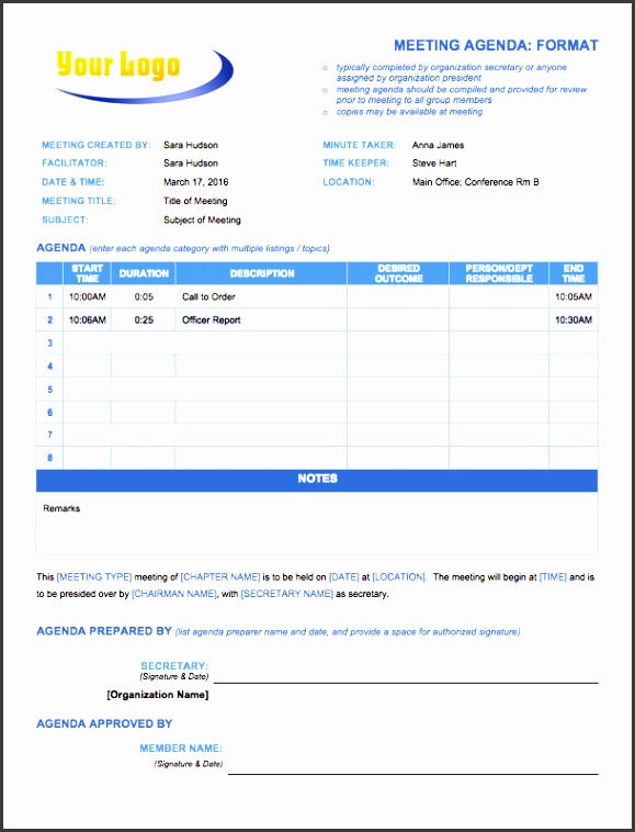 Temp MeetingAgendaFormat This meeting agenda format