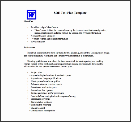 SQE Test Plan Sample PDF Template Free Download