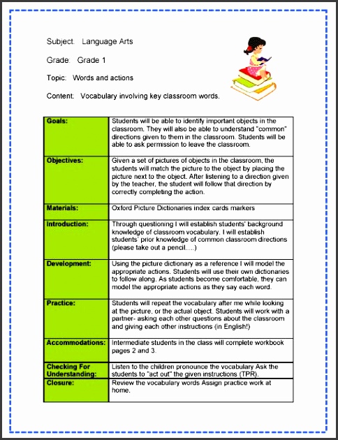 Action Plan Format Business Plan Template Restaurant Templates In tecoj Language Arts Lesson Plan Words And Action Using Vocabulary
