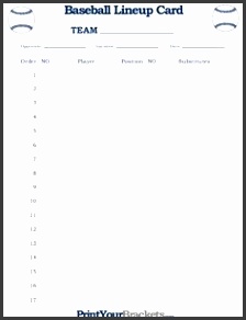 Printable Baseball Lineup Card FREE