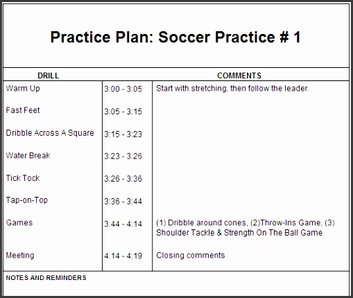 soccer practice plan template