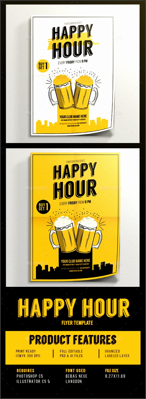 Happy Hour beer promotion flyer Events Flyers