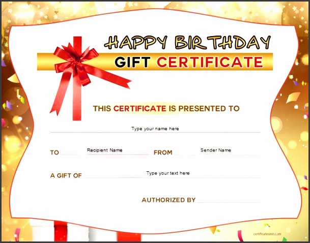 Birthday Gift Certificate