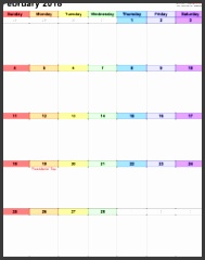 February 2018 calendar as printable Word Excel & PDF templates