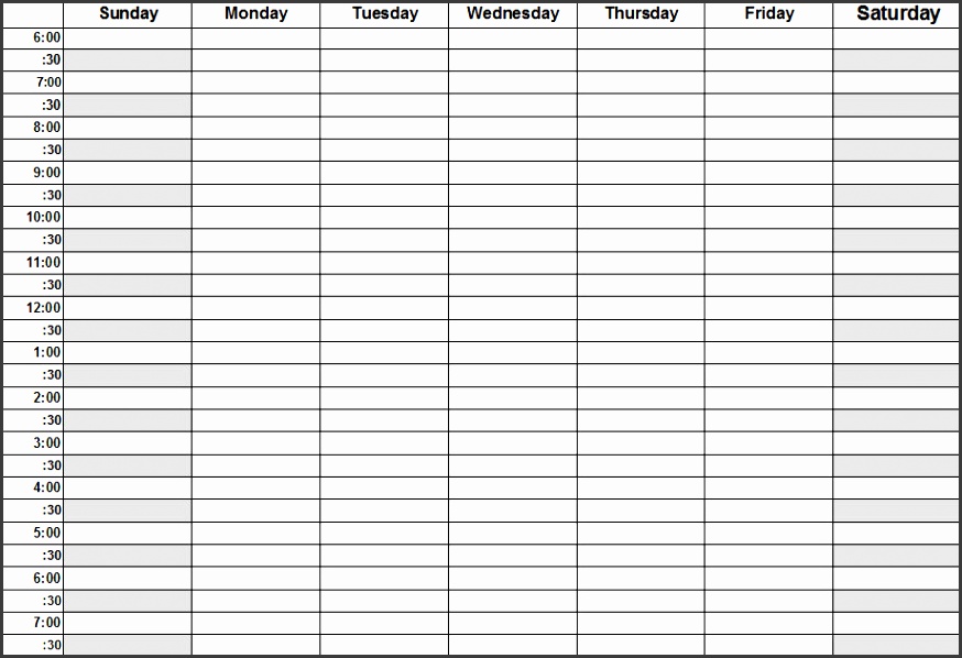 10 Blank Weekly Calendar Template Excel - SampleTemplatess ...