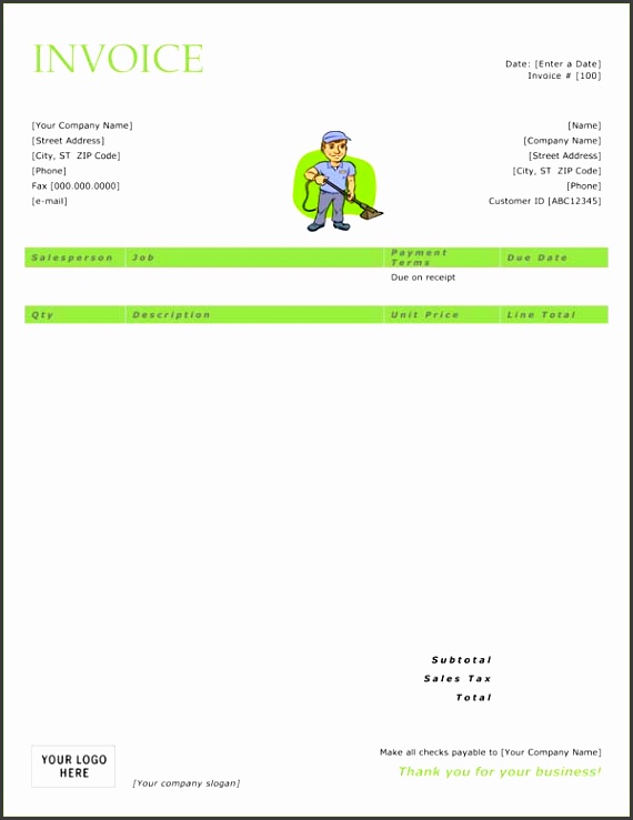 cleaning service invoice DOC pany Invoice Templates