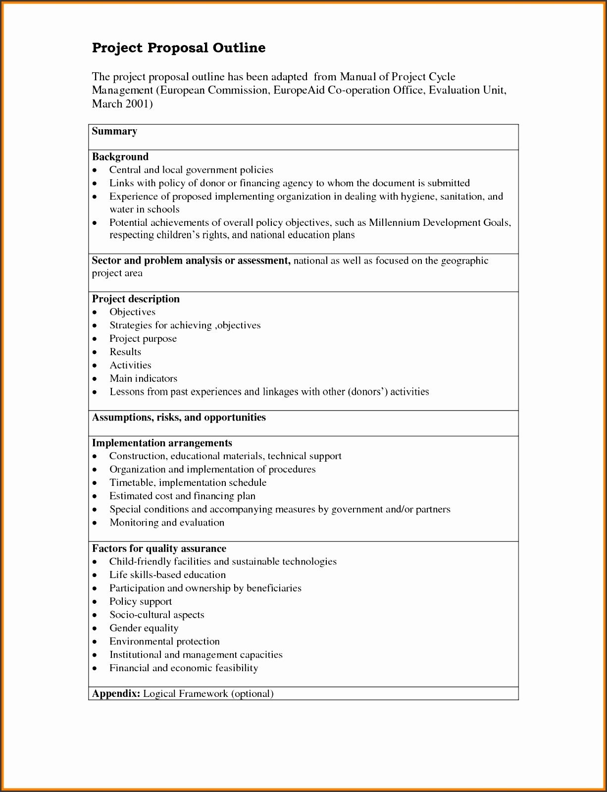 Project Proposal Outline Enom warb for Business Project Proposal Template