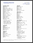 Camping Checklist Template