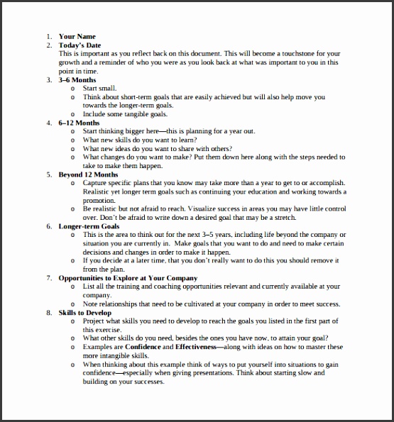 5 Year Career Plan Example