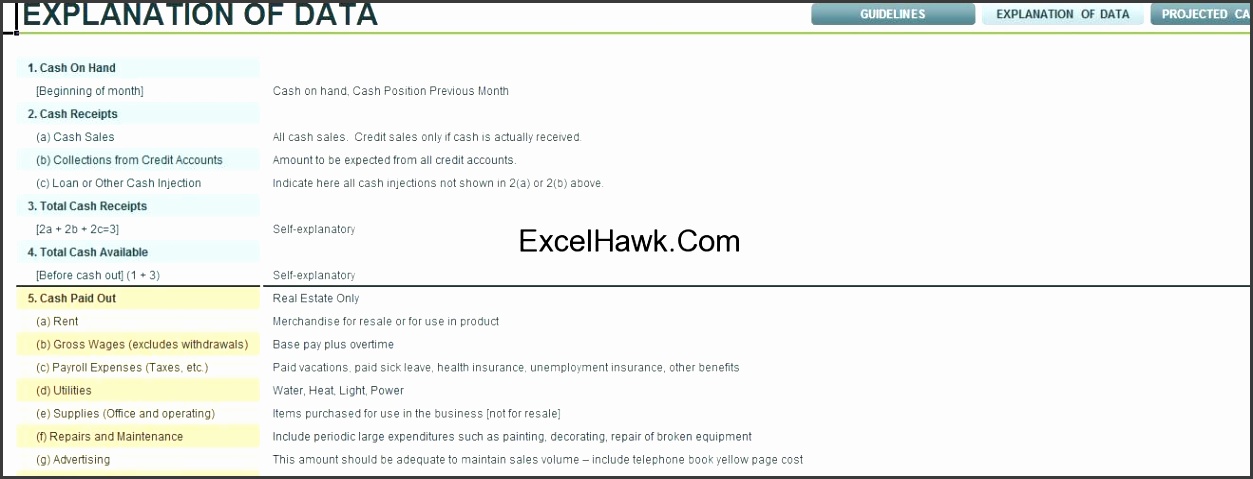 cash flow projection template