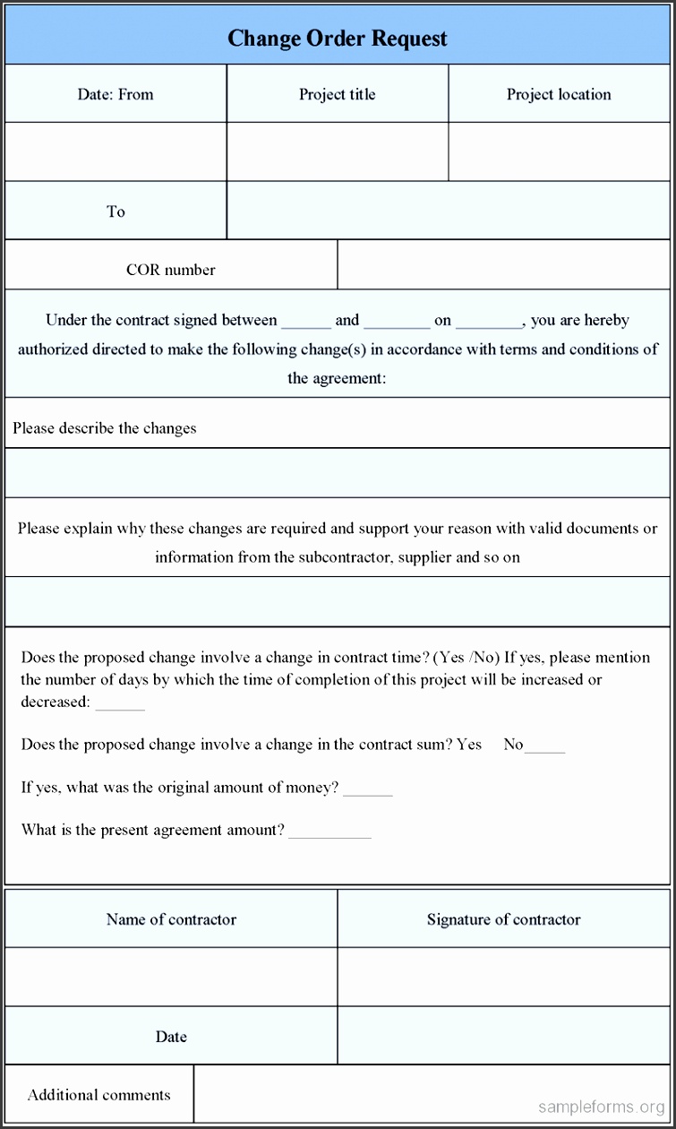 Change Order Request Form Template