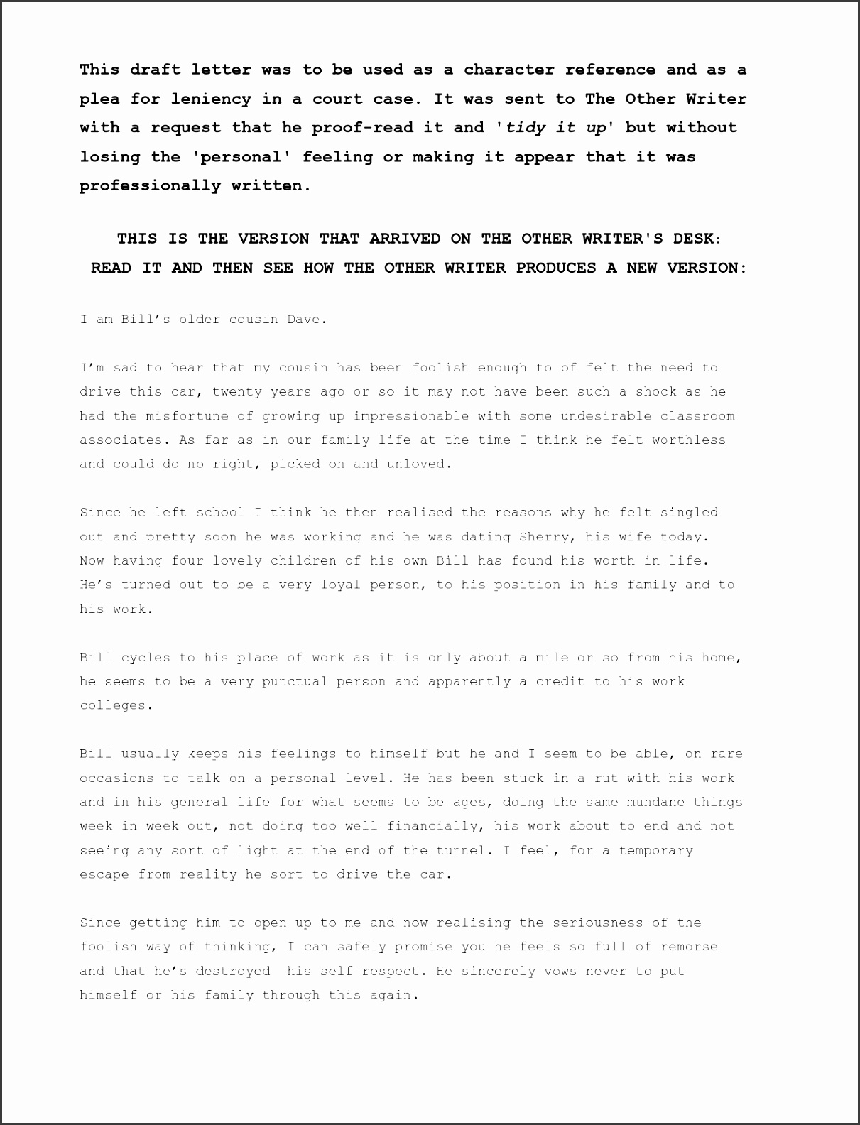 samples of character letter monpence tueTe samples of character letter