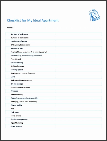 Excel Dashboard Checklist Templates for Selecting Ideal Apartment Templates