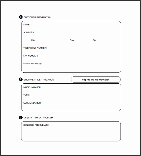 Sample puter Service Request Form Download Free Documents