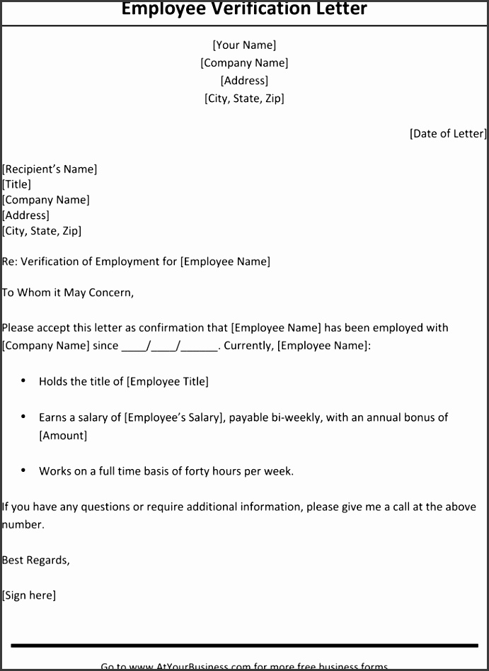 Employment Verification Letter Template 1