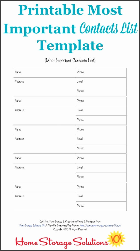 Free printable important contact list template form so you have an emergency back up of the