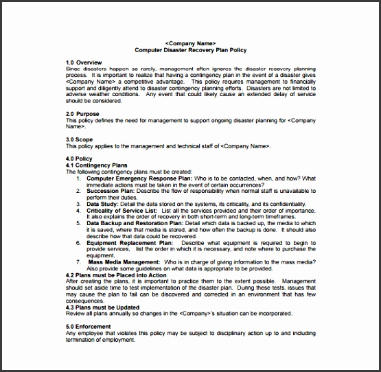 Disaster Contingency Plan Sample Templates Resume Examples y7wyl Disaster Recovery Contingency Plan Template