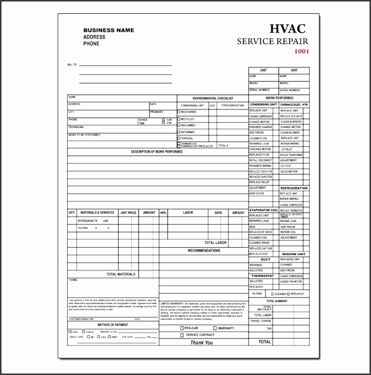 Hvac Contractor Invoice Form – Custom Form Printing