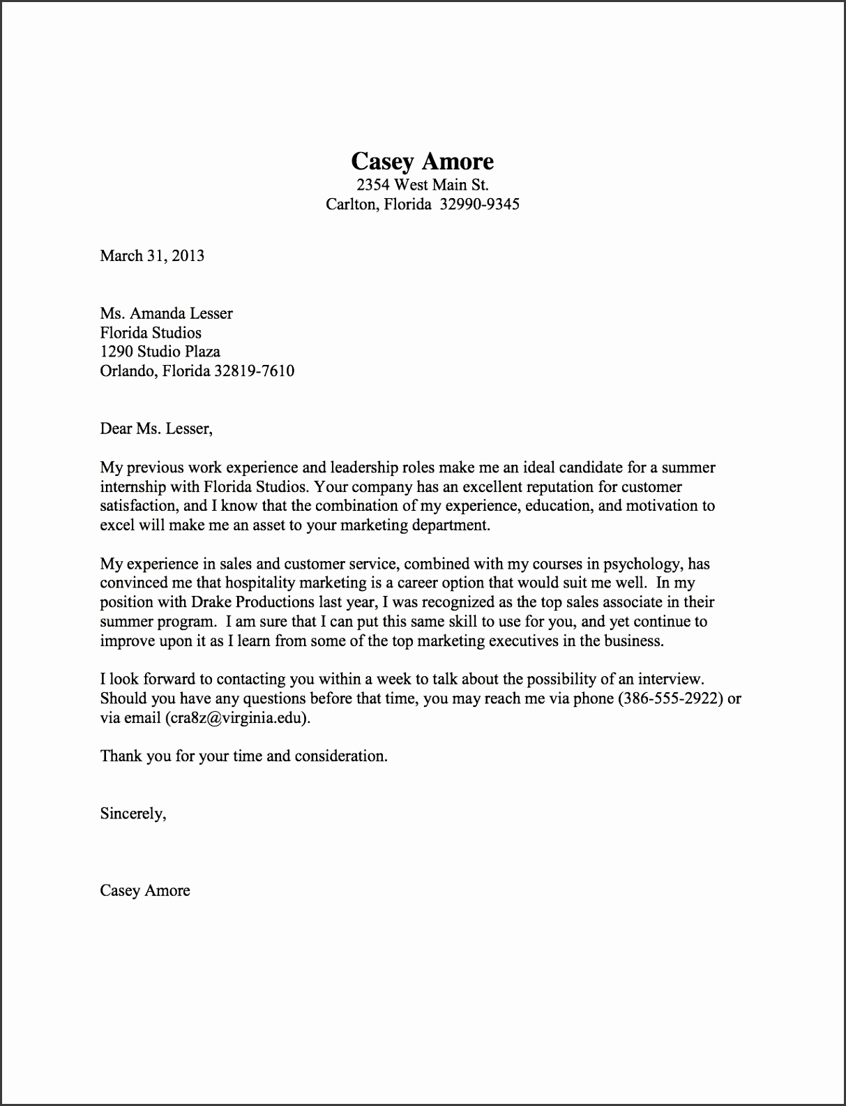 cover letter sample uva career center