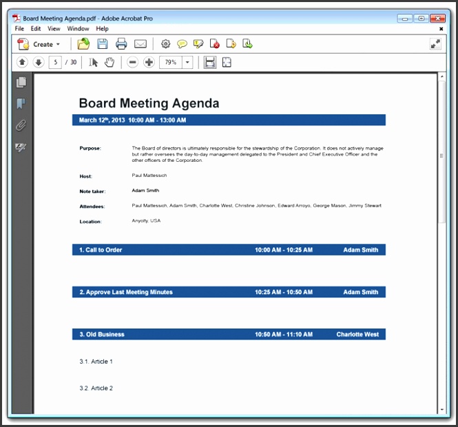 board meeting agenda