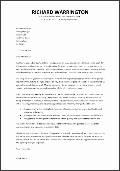 Cover Letter For A Resume Template