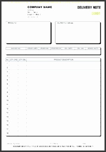 Package Document The specific template for each delivery note