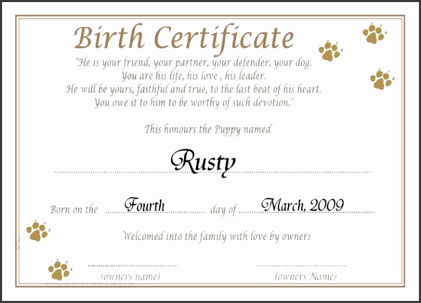 Dog Certificate Template 7 Free Pdf Documents Download Free Puppy Free Dog Birth Certificate Template