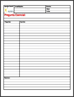 Cornell Notes Template in Spanish