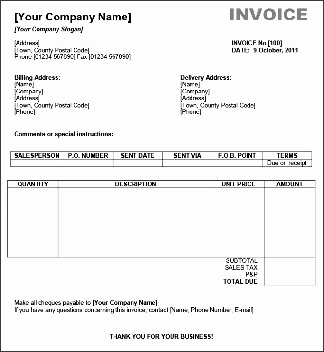 Excise Invoice Format Free Download