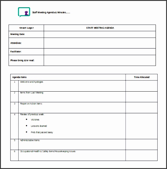 Word 2010 Format Staff Meeting Minutes Template