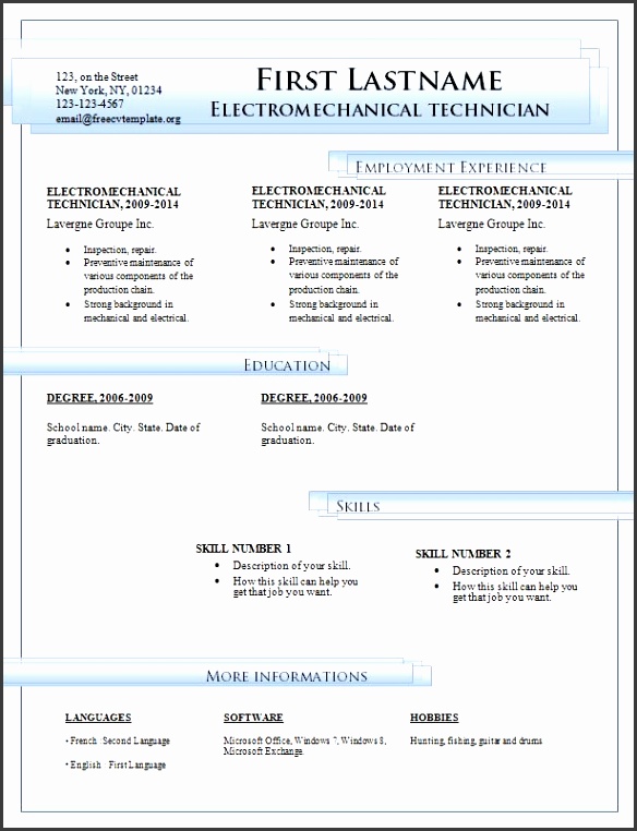 Microsoft fice Resume Templates 2014 Download Free Resume Templates For Microsoft Word Free Cv Template