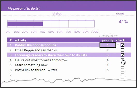 To do List with Priorities using Excel