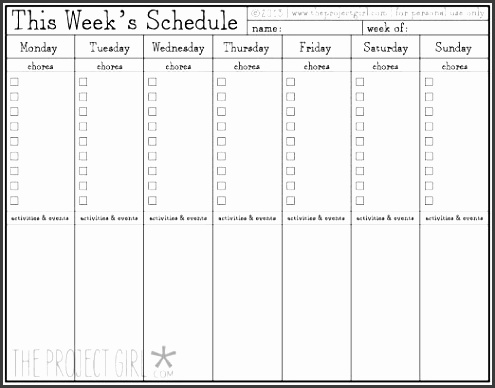 Weekly Chore Chart Free chore template