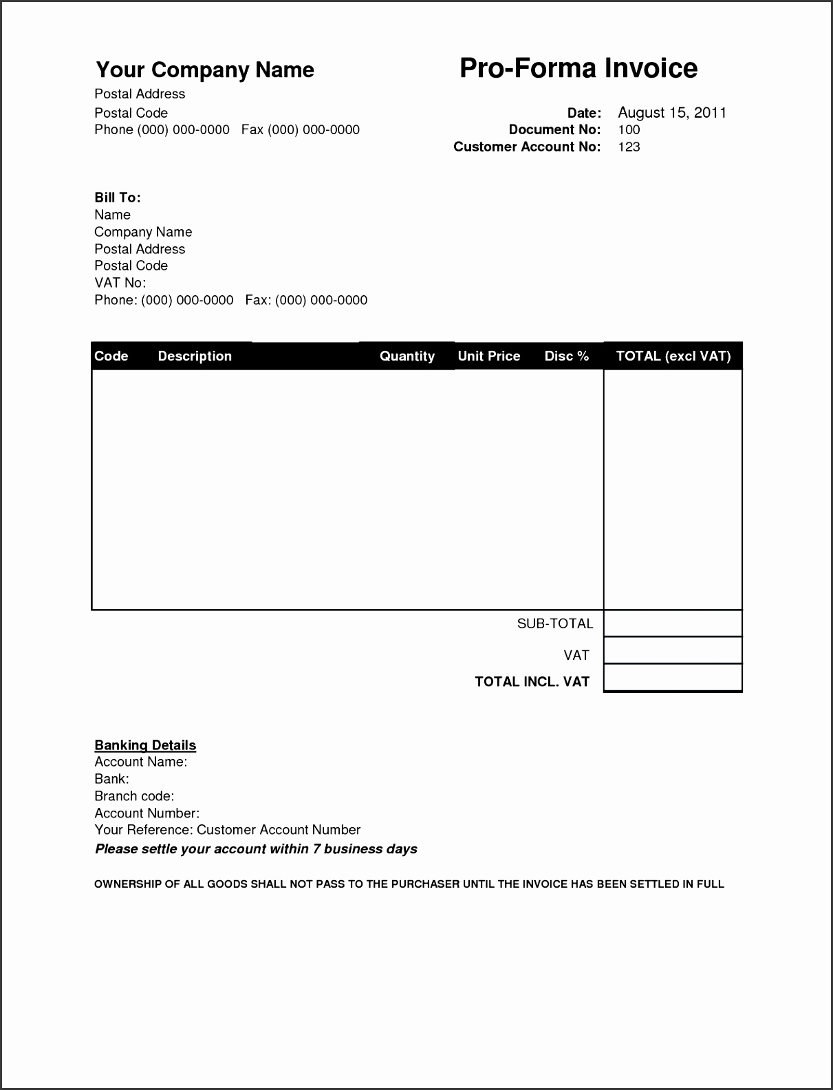 blank proforma invoice free printable invoice proforma invoice template free