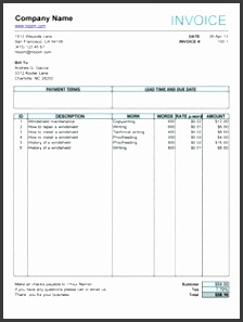 Free Fillable Invoice Form