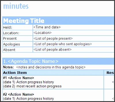 Simple Meeting Minutes Sample
