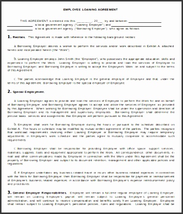Employee Personal Loan Agreement Template
