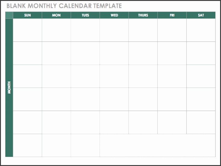 2018 Blank Monthly Calendar Template