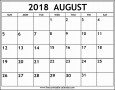 5  Free Printable Calendar Template August 2018