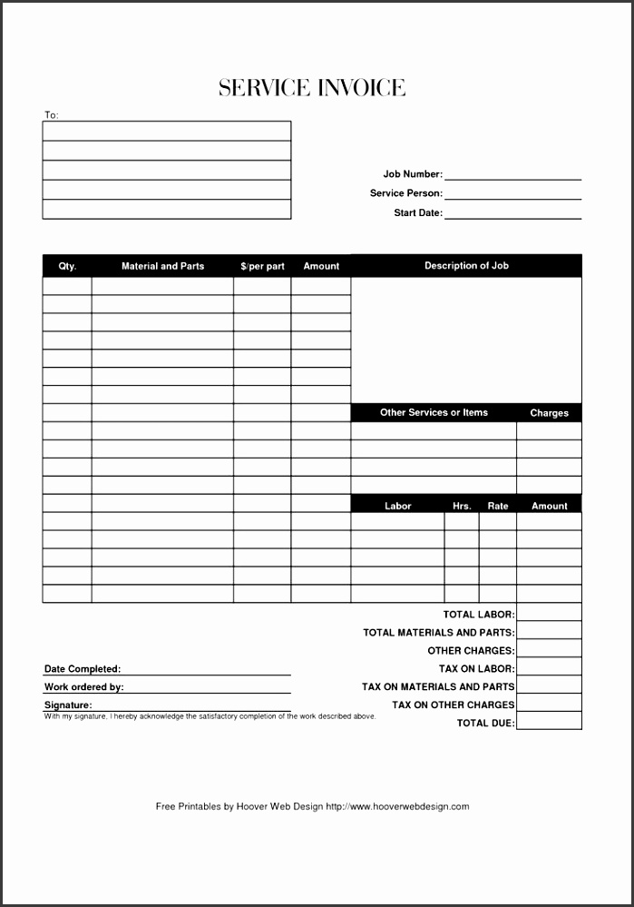 It Invoice Template Hoover Receipts Free Printable Service Printable Invoice Template