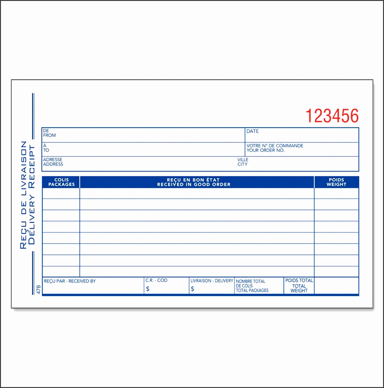 Document Receipt Template Delivery Receipt Form Template