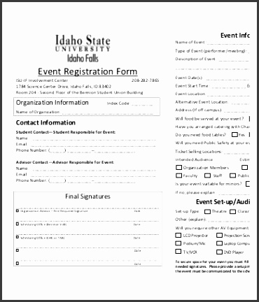 Printable Event Registration Form Template