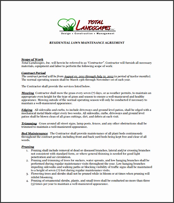 Lawn Service Contract PDF Format Download