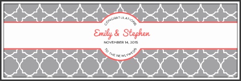 OL5950 8" x 2 5" Quatrefoil Wedding Water Bottle Labels