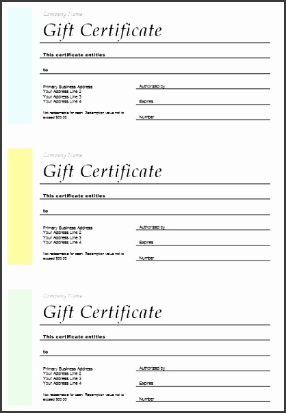 3 Color Gift Certificate Template