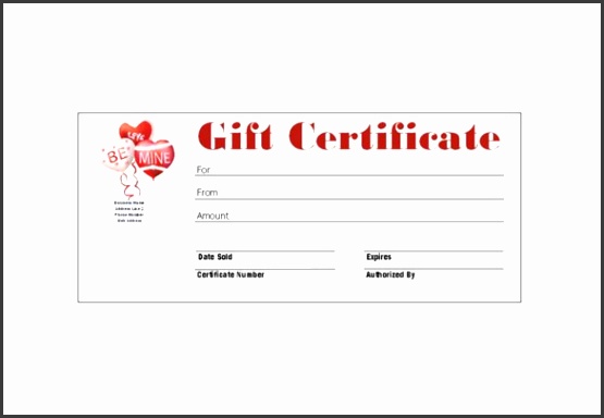 Homemade Valentines Day Gift Certificate Word Free Download