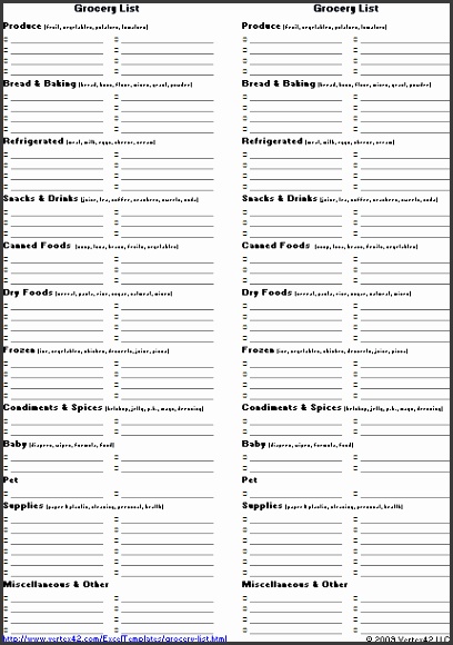 Printable Grocery List View Screenshot