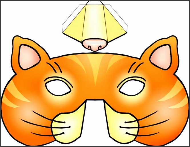 kids mask template animals orange cat 3d nose