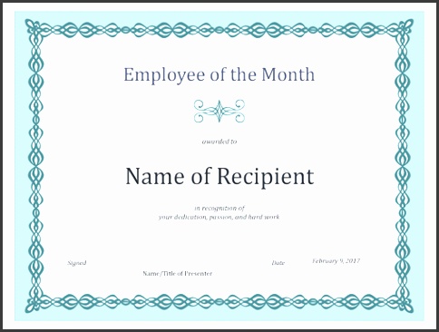 Certificate for Employee of the Month blue chain design