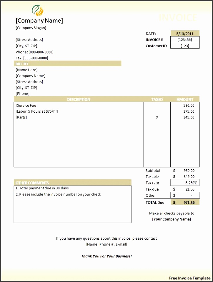 7 Invoice Template Download Free - SampleTemplatess ...